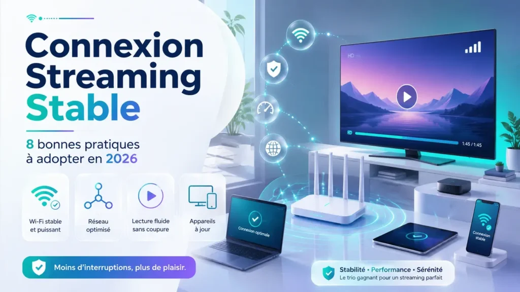 Connexion streaming stable avec Wi-Fi optimisé, réseau fiable et expérience fluide à la maison