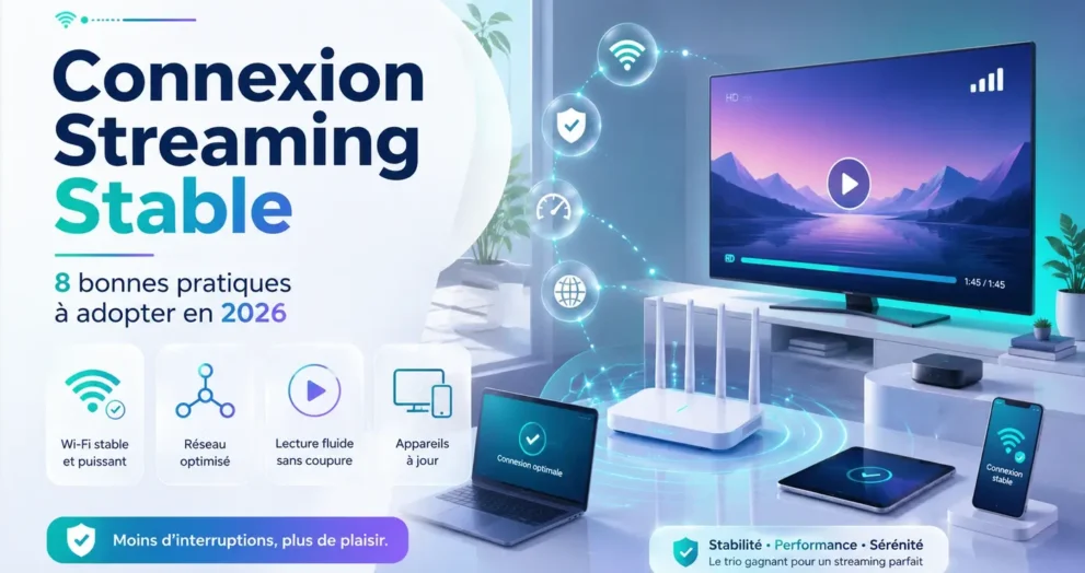 Connexion streaming stable avec Wi-Fi optimisé, réseau fiable et expérience fluide à la maison