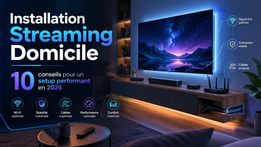 Installation streaming domicile avec Wi-Fi optimisé, équipements bien organisés et setup performant en 2026Installation streaming domicile avec Wi-Fi optimisé, équipements bien organisés et setup performant en 2026