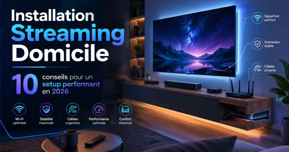 Installation streaming domicile avec Wi-Fi optimisé, équipements bien organisés et setup performant en 2026Installation streaming domicile avec Wi-Fi optimisé, équipements bien organisés et setup performant en 2026