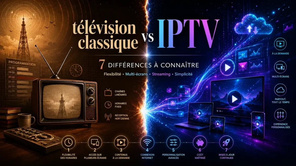 IPTV vs télévision classique et 7 différences à connaître en France
