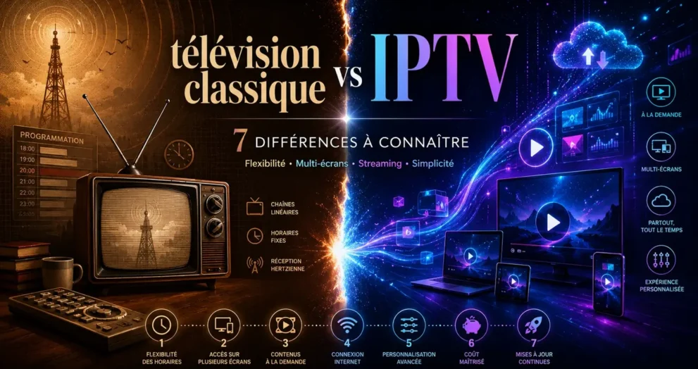 IPTV vs télévision classique et 7 différences à connaître en France