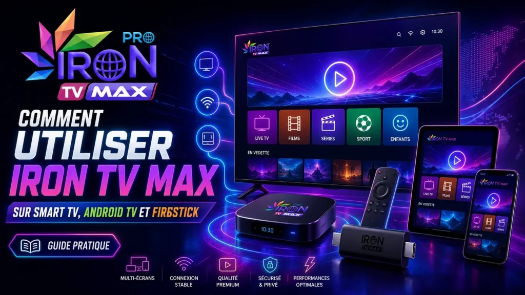 Iron TV Max sur Smart TV, Android TV et Firestick pour une expérience IPTV multi-écrans