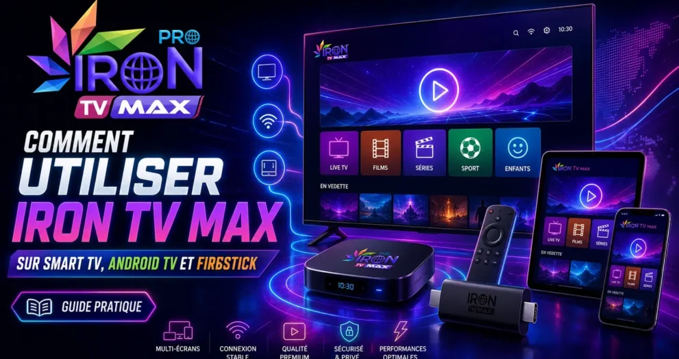 Iron TV Max sur Smart TV, Android TV et Firestick pour une expérience IPTV multi-écrans
